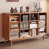 Mid-Century Modern Horizontal Vertical Wood Bookshelf Image - 2