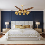 Mid-Century Modern Large Gold Ceiling Fan With Light Image - 3