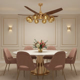 Mid-Century Modern Large Gold Ceiling Fan With Light Image - 4