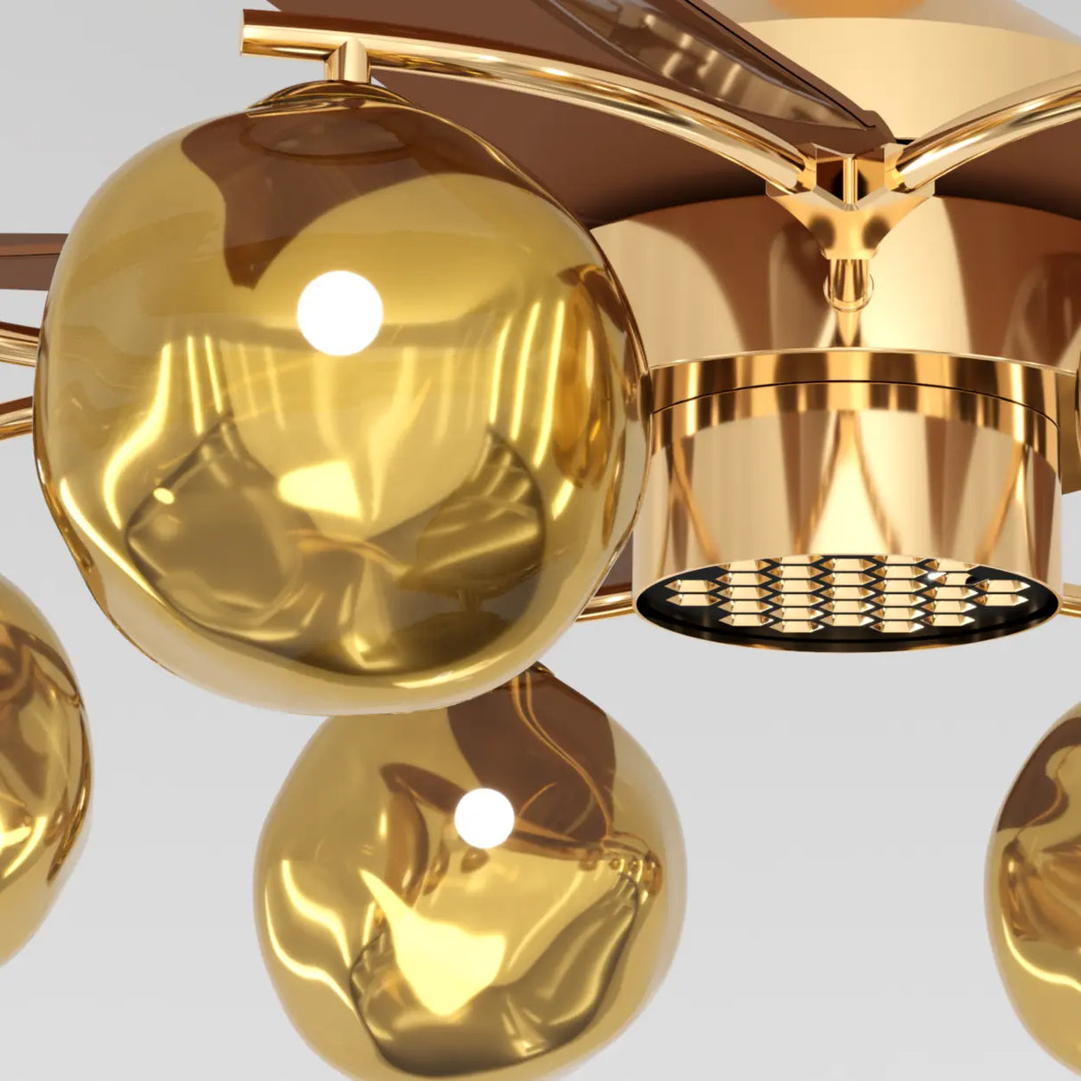 Mid-Century Modern Large Gold Ceiling Fan With Light Image - 5
