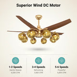 Mid-Century Modern Large Gold Ceiling Fan With Light Image - 7
