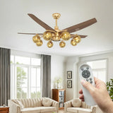Mid-Century Modern Large Gold Ceiling Fan With Light Image - 8