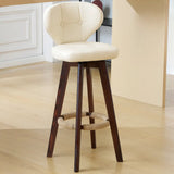 Mid-Century Modern Leather Bar Stool with Wooden Legs Image - 13