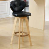 Mid-Century Modern Leather Bar Stool with Wooden Legs Image - 21