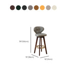 Mid-Century Modern Leather Bar Stool with Wooden Legs #size