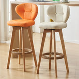 Mid-Century Modern Leather Bar Stool with Wooden Legs Image - 5