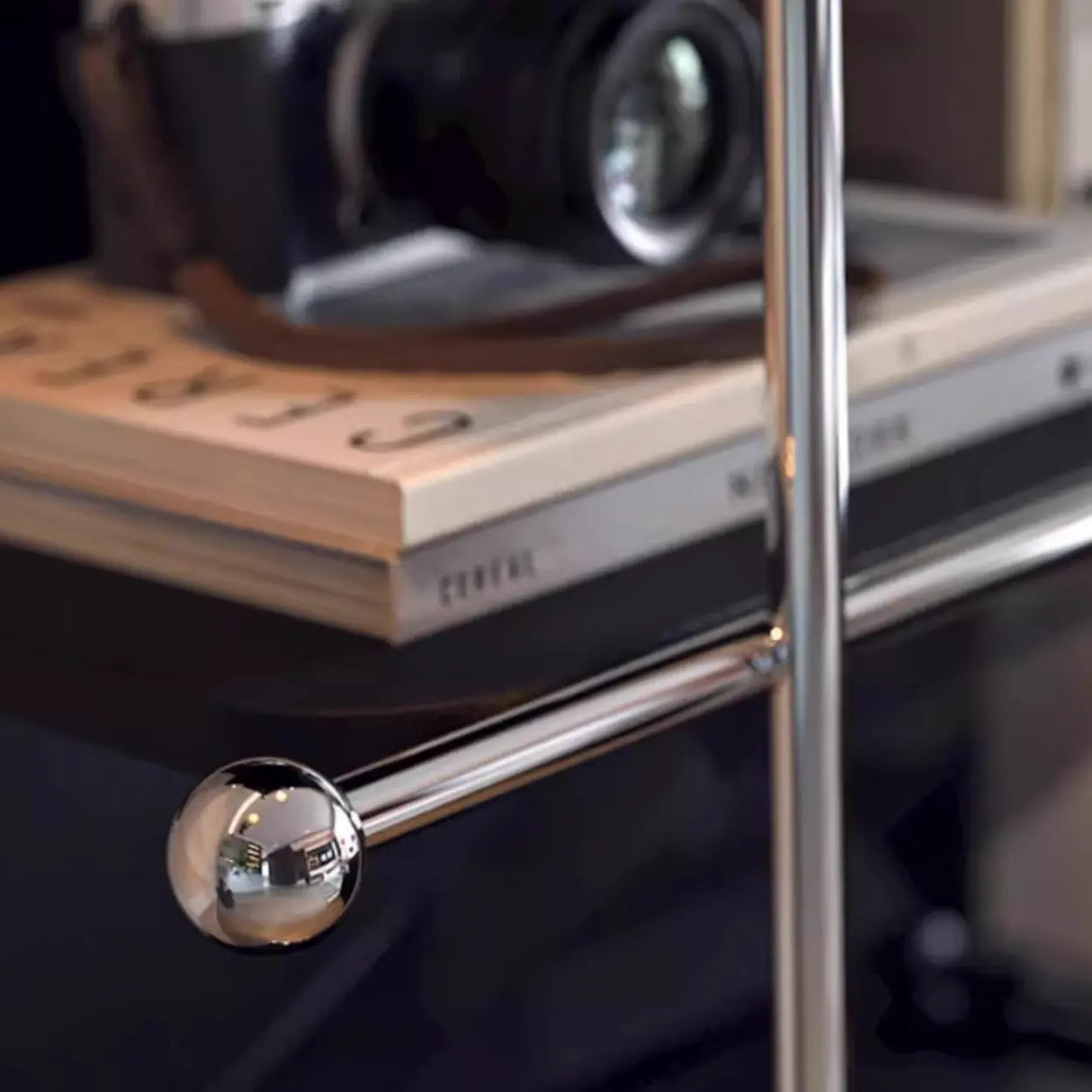 Mid-Century Modern Narrow Corner Stainless Steel Bookshelf Image - 7