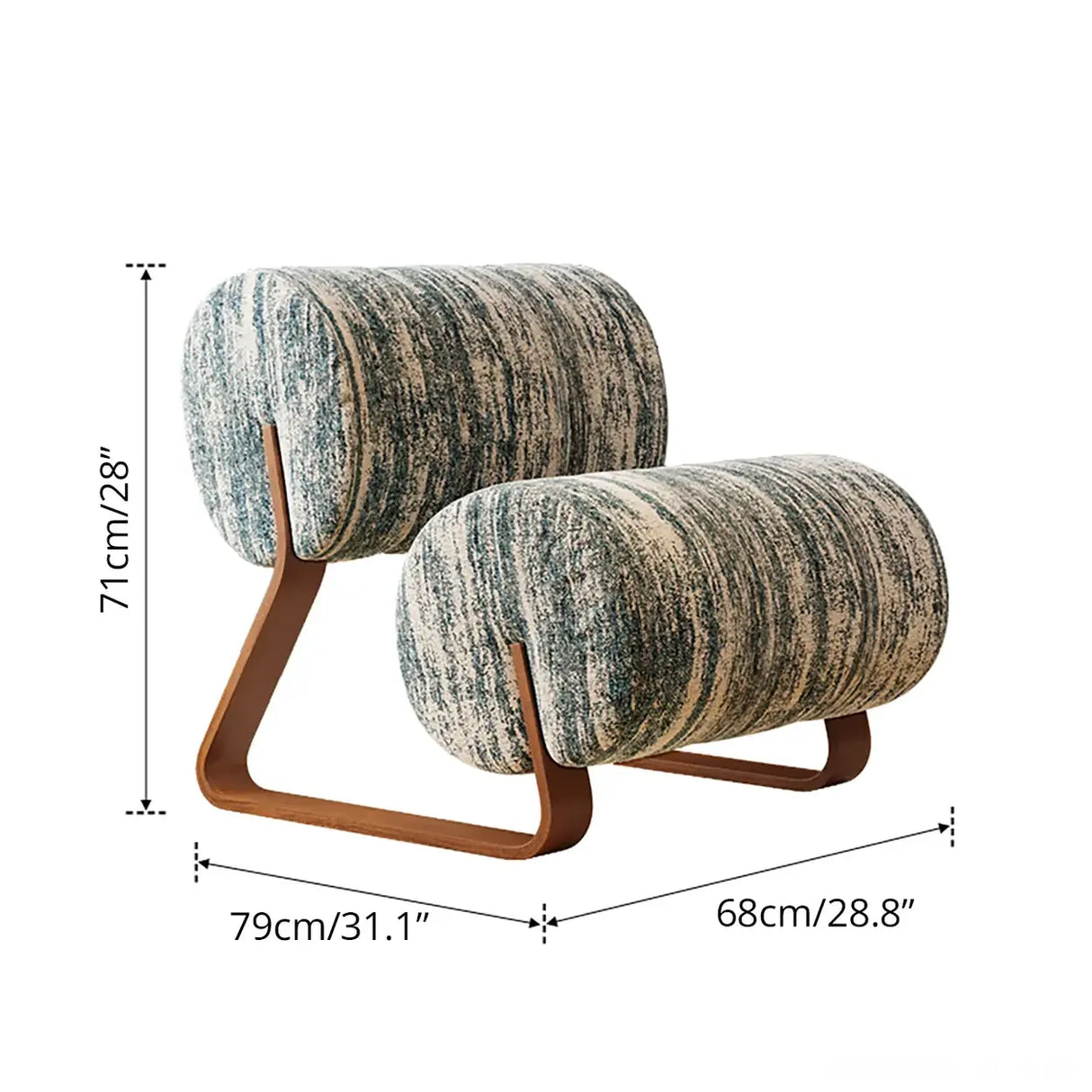 Mid-Century Modern Off-White Sherpa Unique Armless Accent Chair 