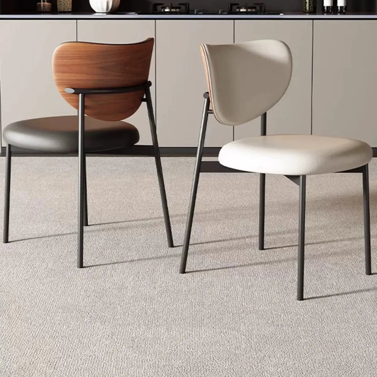 Mid-Century Modern Open Back Upholstered Dining Chairs – Homebaa