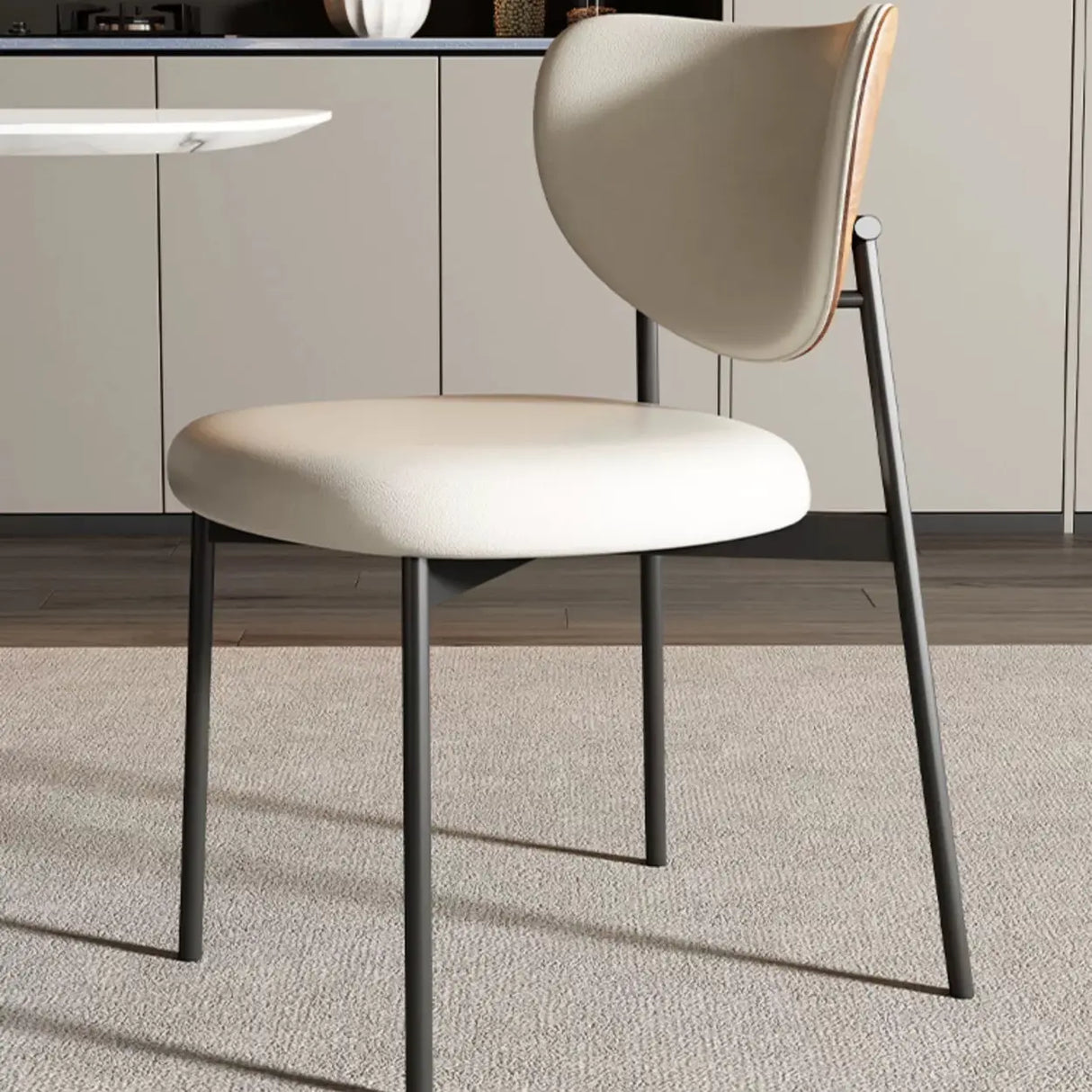 Mid-Century Modern Open Back Upholstered Dining Chairs Image - 7