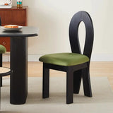 Mid-Century Modern Open Curved-Back Green Cushion Dining Chair Image - 1