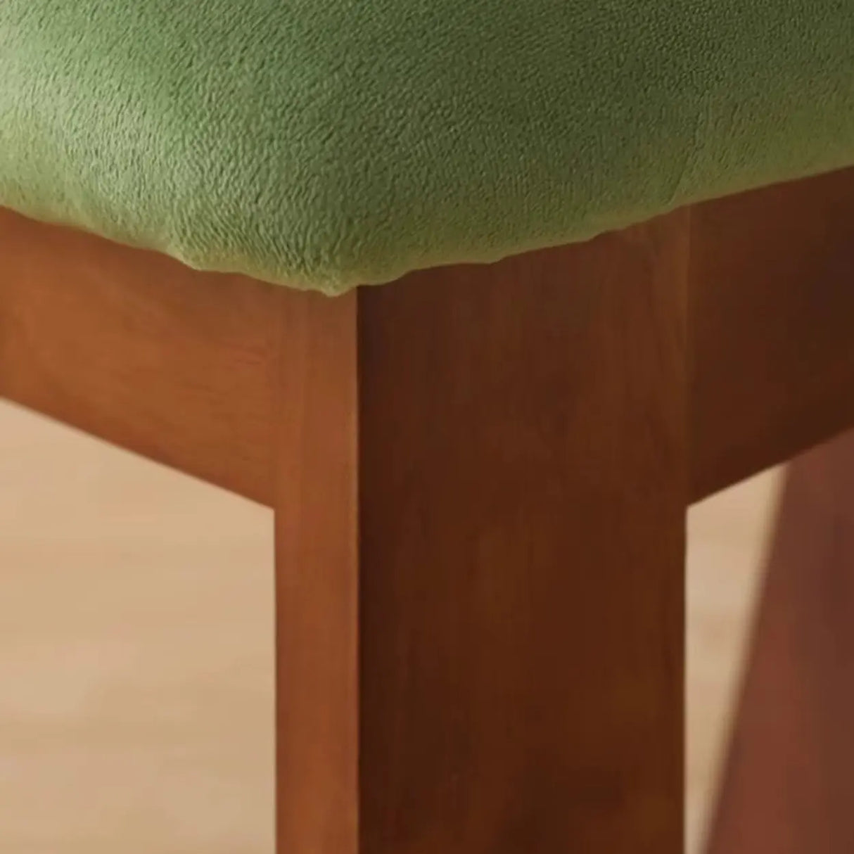 Mid-Century Modern Open Curved-Back Green Cushion Dining Chair Image - 11