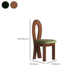 Mid-Century Modern Open Curved-Back Green Cushion Dining Chair #size