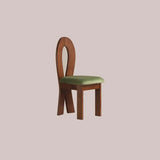 Mid-Century Modern Open Curved-Back Green Cushion Dining Chair Image - 3