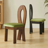 Mid-Century Modern Open Curved-Back Green Cushion Dining Chair Image - 4