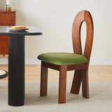 Mid-Century Modern Open Curved-Back Green Cushion Dining Chair Image - 5