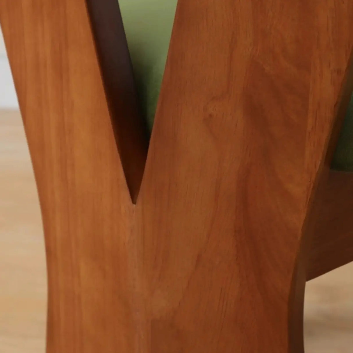 Mid-Century Modern Open Curved-Back Green Cushion Dining Chair Image - 9