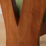 Mid-Century Modern Open Curved-Back Green Cushion Dining Chair Image - 9