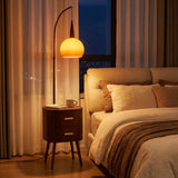 Mid-Century Modern Orange Floor Lamp with Table Drawers Image - 2