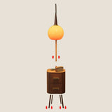 Mid-Century Modern Orange Floor Lamp with Table Drawers Image - 7