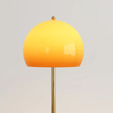 Mid-Century Modern Orange Glass Globe Floor Lamp with Shelf Image - 10