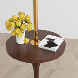 Mid-Century Modern Orange Glass Globe Floor Lamp with Shelf Image - 9