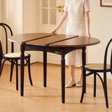 Mid-Century Modern Oval Brown Small Round Extendable Dining Table Image - 3