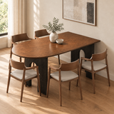 Mid-Century Modern Peninsula Wood Brown Dining Table Image - 11