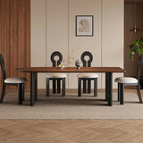 Mid-Century Modern Peninsula Wood Brown Dining Table Image - 3