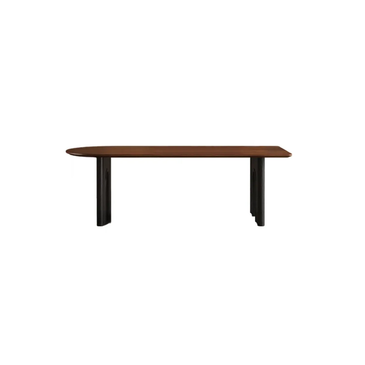 Mid-Century Modern Peninsula Wood Brown Dining Table Image - 4