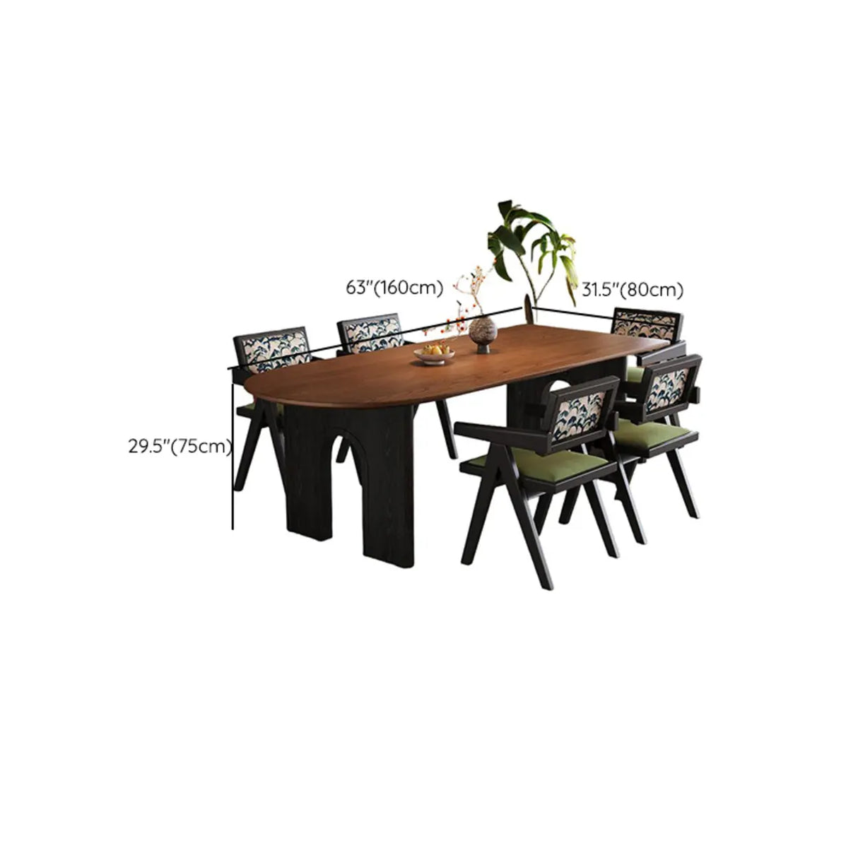 Mid-Century Modern Peninsula Wood Brown Dining Table Image - 7