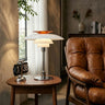 Mid-Century Modern Press-Button Glass Tiered LED Table Lamp Image - 1