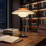 Mid-Century Modern Press-Button Glass Tiered LED Table Lamp Image - 7