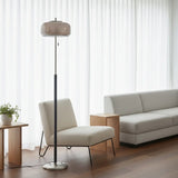 Mid-Century Modern Pull Chain Glass Bowl Round Floor Lamp #size