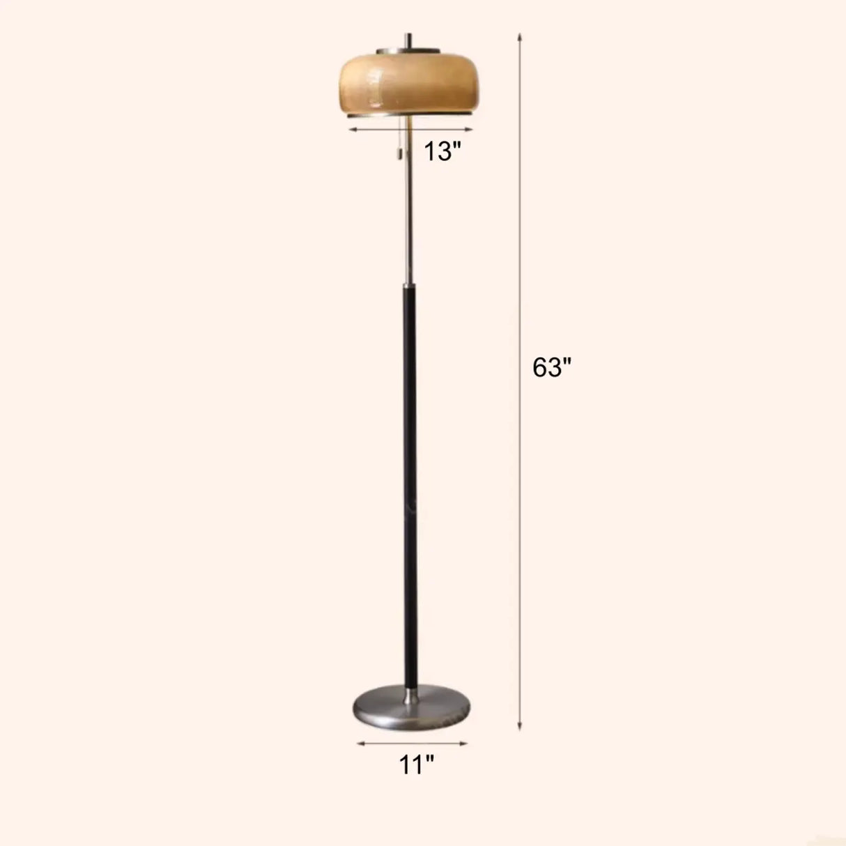 Mid-Century Modern Pull Chain Glass Bowl Round Floor Lamp Image - 6