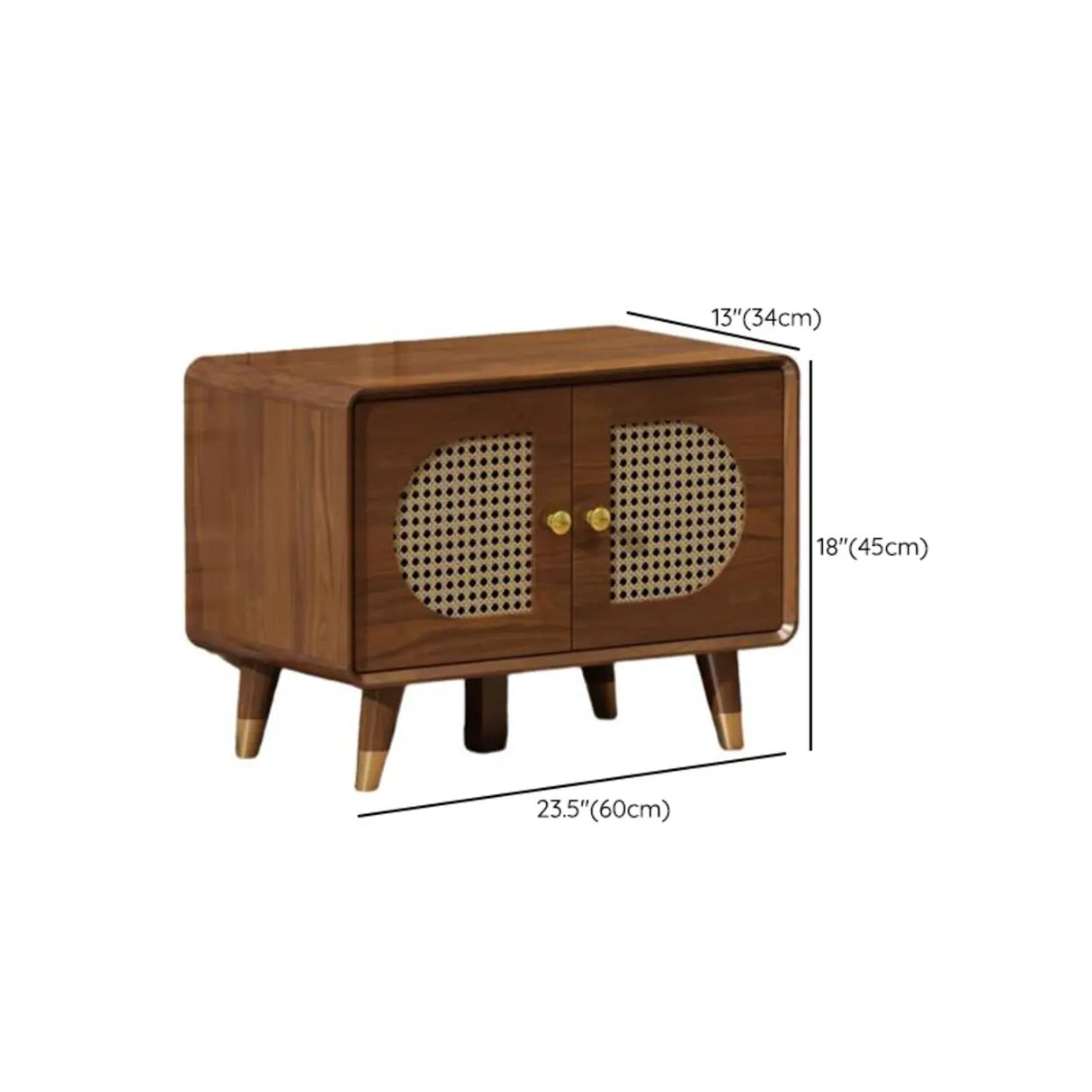 Mid-Century Modern Rattan and Wood Storage Cabinet 
