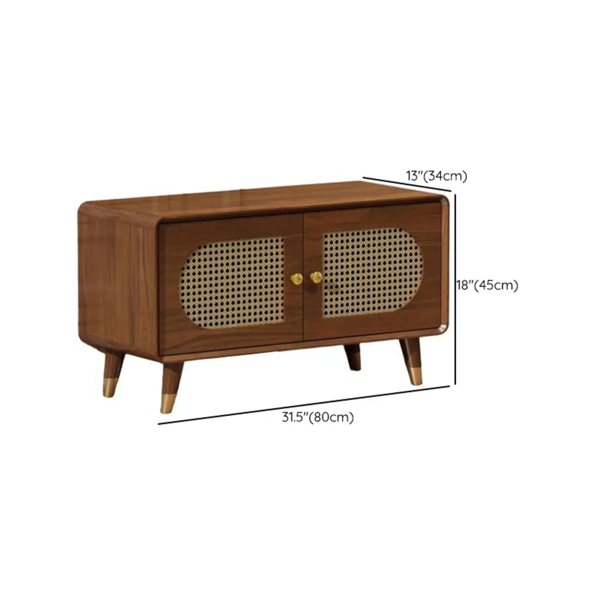 Mid-Century Modern Rattan and Wood Storage Cabinet Image - 12