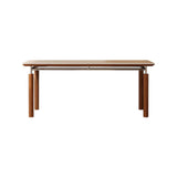 Mid-Century Modern Rectangular Beige Stone Dining Table Image - 2