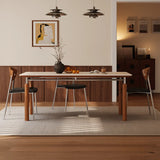 Mid-Century Modern Rectangular Beige Stone Dining Table Image - 3