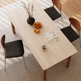 Mid-Century Modern Rectangular Beige Stone Dining Table Image - 5