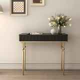 Mid-Century Modern Rectangular Metal Leg Wood Console Table Image - 2