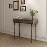 Mid-Century Modern Rectangular Metal Leg Wood Console Table Image - 6