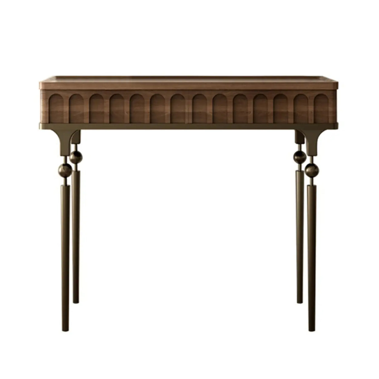 Mid-Century Modern Rectangular Metal Leg Wood Console Table Image - 7