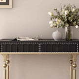 Mid-Century Modern Rectangular Metal Leg Wood Console Table Image - 9