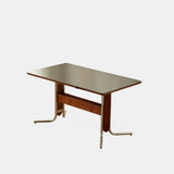 Mid-Century Modern Rectangular Stone Top Shelf Dining Table Image - 3