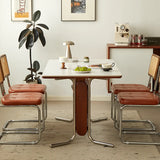 Mid-Century Modern Rectangular Stone Top Shelf Dining Table Image - 4