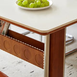 Mid-Century Modern Rectangular Stone Top Shelf Dining Table Image - 6