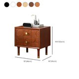 Mid-Century Modern Rectangular Wood Nightstand with Drawers #size