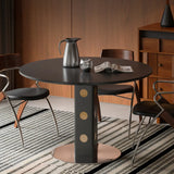 Mid-Century Modern Round Black Wood Pedestal Dining Table Image - 1