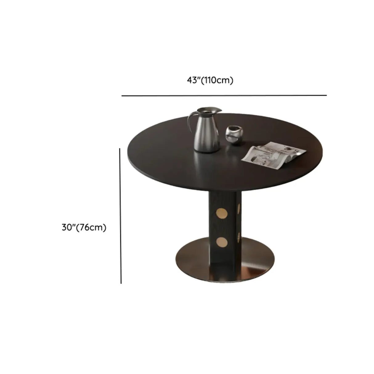 Mid-Century Modern Round Black Wood Pedestal Dining Table Image - 11